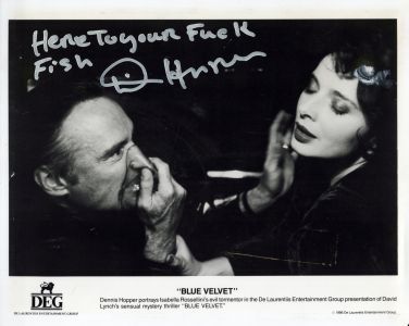 Dennis Hopper's autograph to Jed The Fish