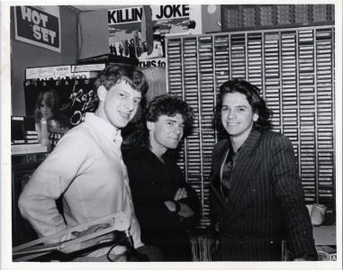 Michael Hutchence and Tim Farriss of INXS, with Jed The Fish