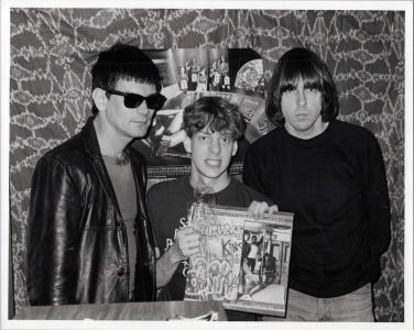 The Ramones with Jed The Fish in the KROQ control room Pasadena cir. 1983