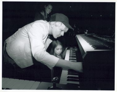 Nick Rhodes backstage with guest at 1992 KROQ Acoustic Christmas